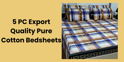 5 PC Export Quality Pure Cotton Bedsheets