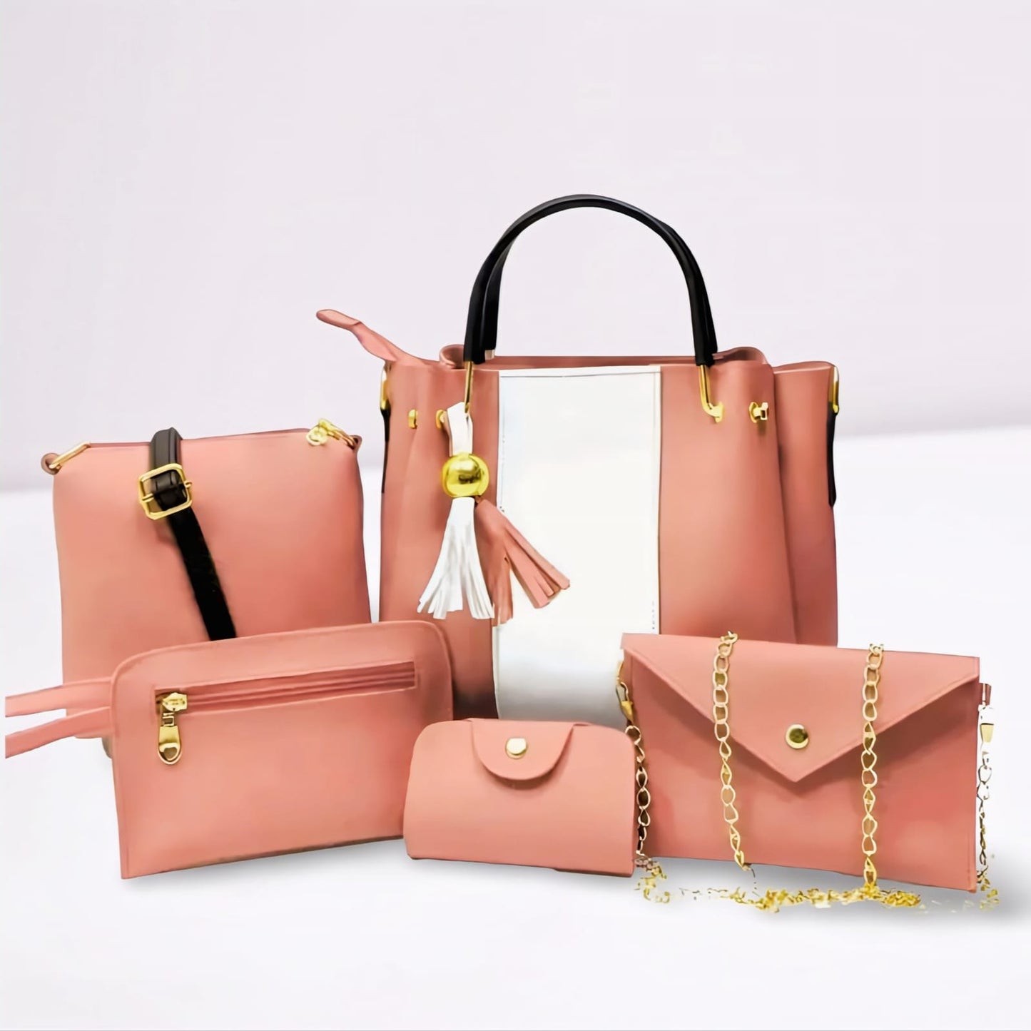 5 PCS Premium Synthetic Soft Leather Shoulder Bag Set for Women