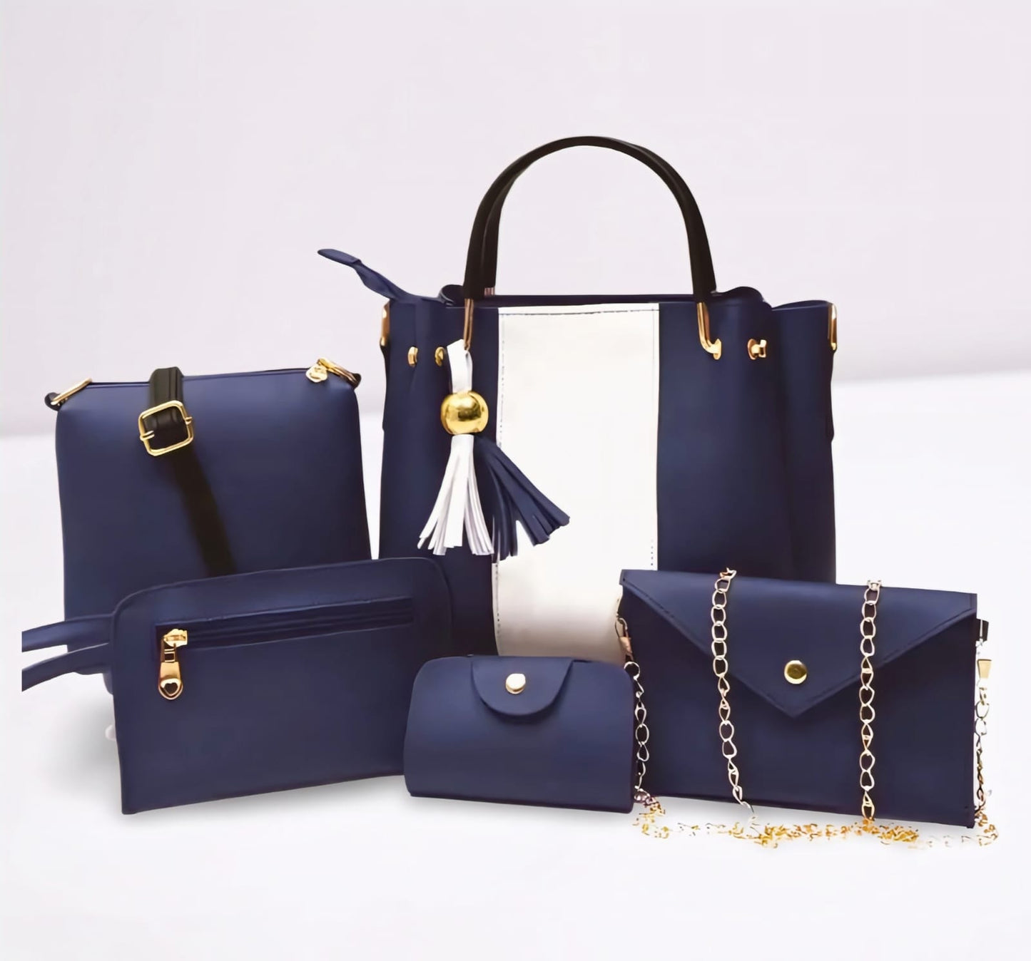 5 PCS Premium Synthetic Soft Leather Shoulder Bag Set for Women