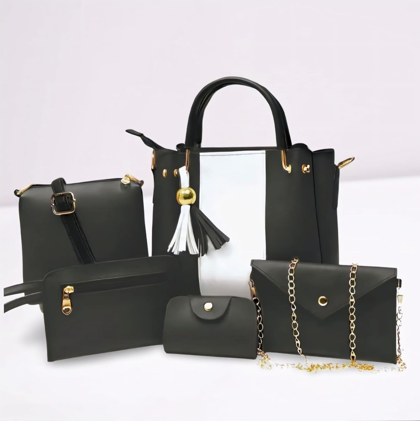 5 PCS Premium Synthetic Soft Leather Shoulder Bag Set for Women